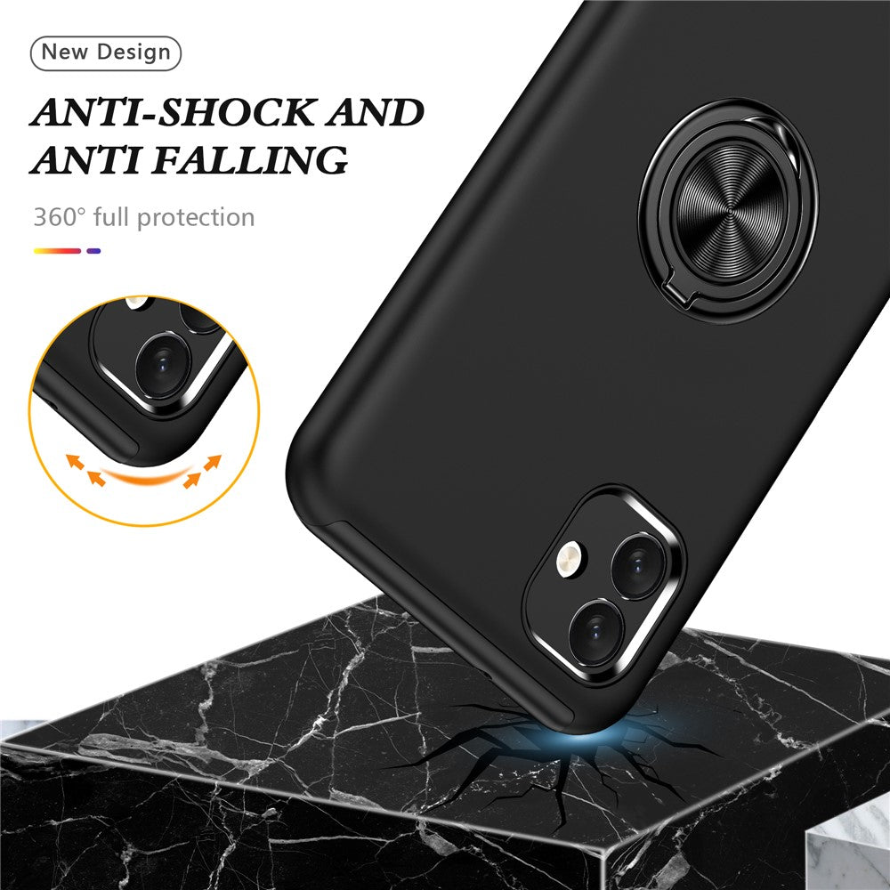 For Samsung Galaxy A04 4G (164.4 x 76.3 x 9.1 mm) Rotary Ring Kickstand Phone Case Hard PC+Soft TPU Anti-drop Cover