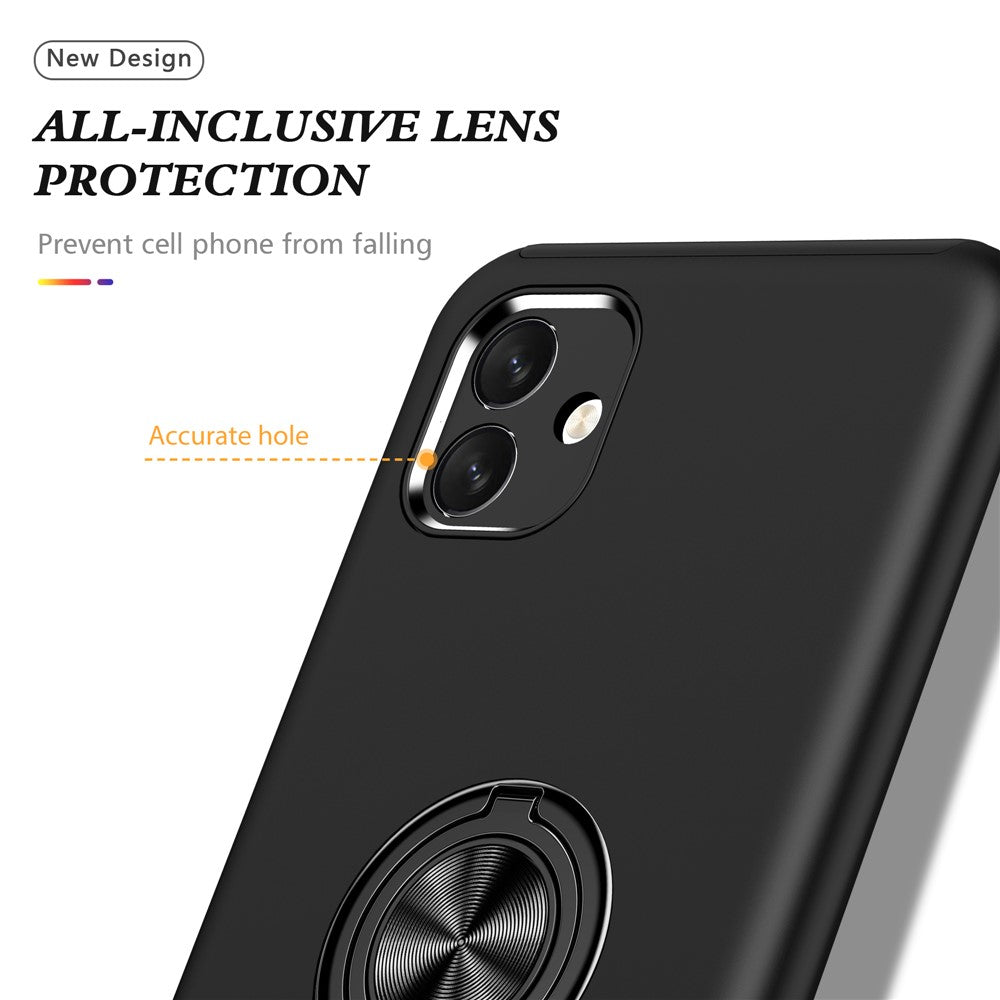 For Samsung Galaxy A04 4G (164.4 x 76.3 x 9.1 mm) Rotary Ring Kickstand Phone Case Hard PC+Soft TPU Anti-drop Cover
