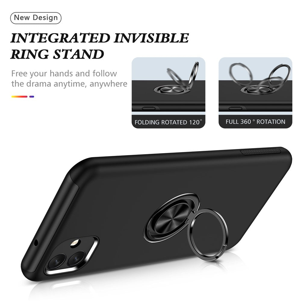 For Samsung Galaxy A04 4G (164.4 x 76.3 x 9.1 mm) Rotary Ring Kickstand Phone Case Hard PC+Soft TPU Anti-drop Cover