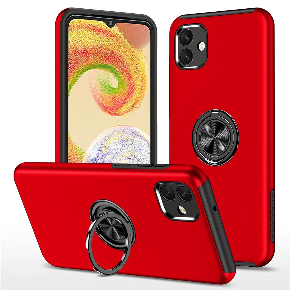 For Samsung Galaxy A04 4G (164.4 x 76.3 x 9.1 mm) Rotary Ring Kickstand Phone Case Hard PC+Soft TPU Anti-drop Cover