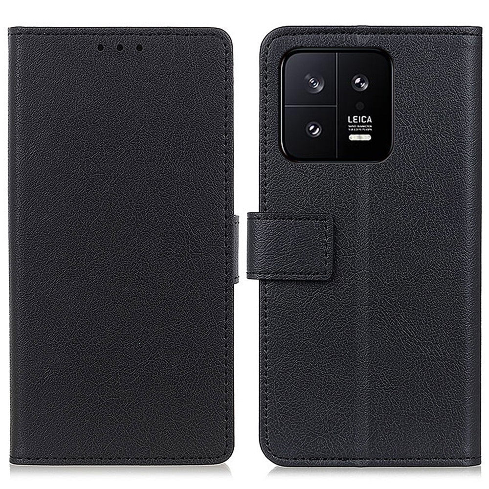 Stand Wallet Phone Case for Xiaomi 13 5G, Magnetic Clasp Textured PU Leather + TPU Full Protection Cover