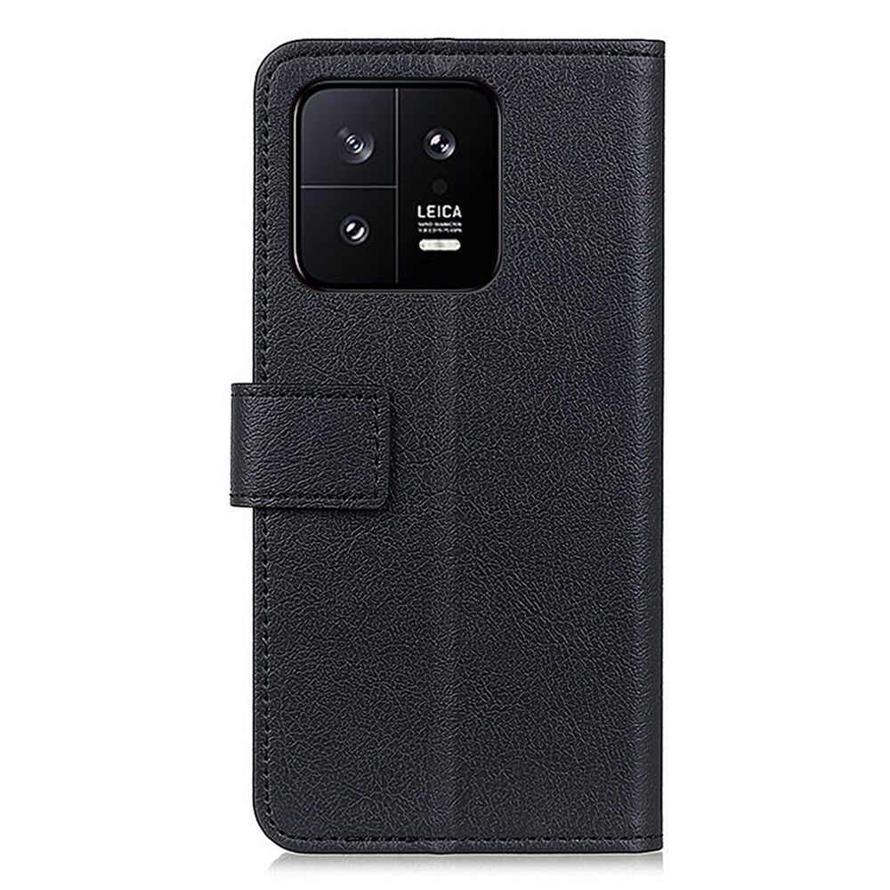 Stand Wallet Phone Case for Xiaomi 13 5G, Magnetic Clasp Textured PU Leather + TPU Full Protection Cover