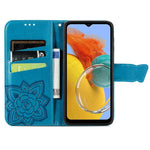 Samsung Galaxy A14 5G / A14 4G Skal Präglat Fjärilsmönster PU-läder Plånboksfodral Stativ med Rem