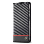 LC.IMEEKE for Samsung Galaxy A34 5G Shockproof Carbon Fiber Texture Phone Wallet Case PU Leather Stand Phone Cover