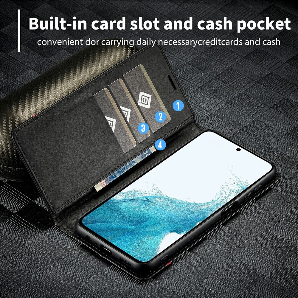 LC.IMEEKE for Samsung Galaxy A34 5G Shockproof Carbon Fiber Texture Phone Wallet Case PU Leather Stand Phone Cover