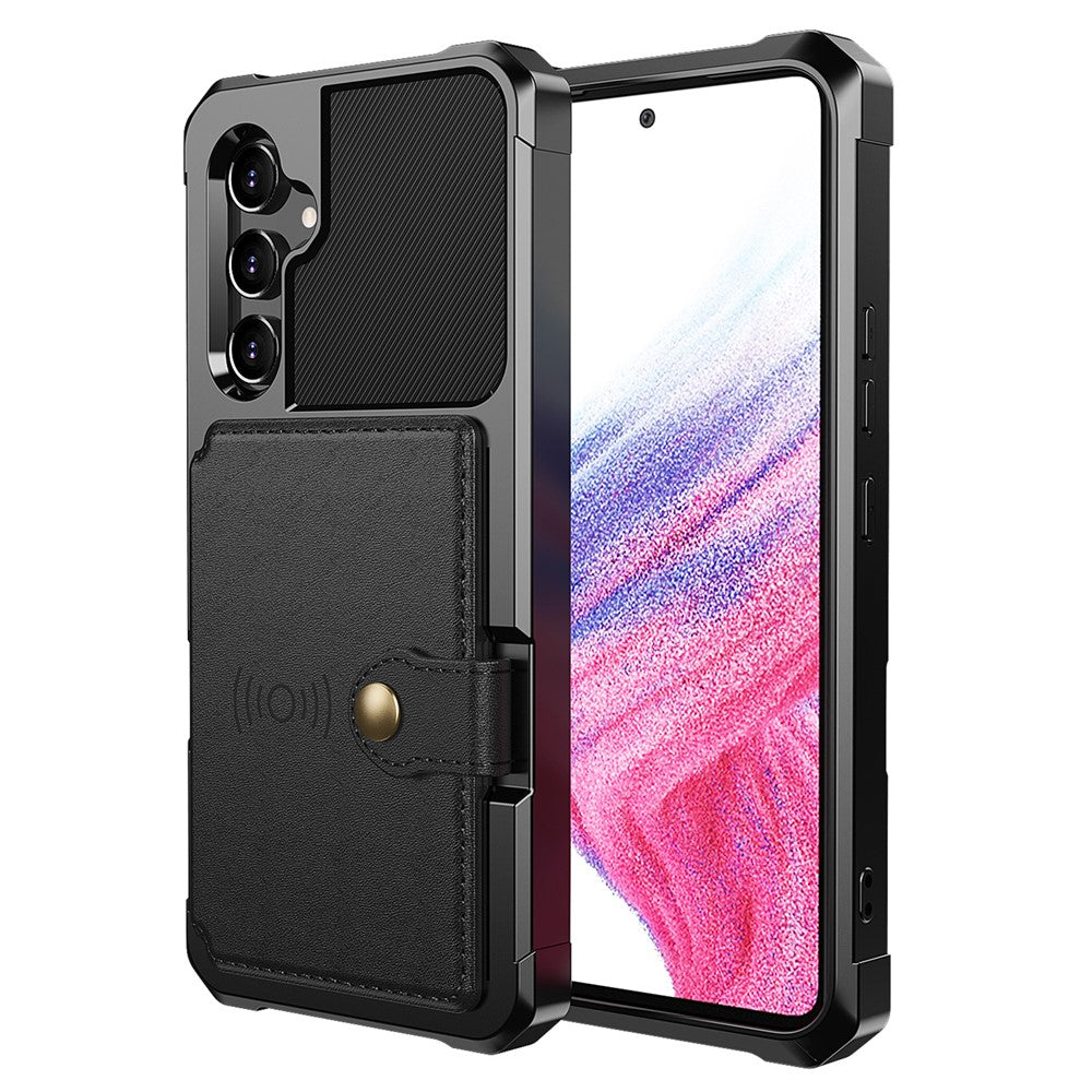 ZM03 För Samsung Galaxy A54 5G Skal med Magnetisk Metallplåt PU-läderbelagd TPU Korthållare mobilskal