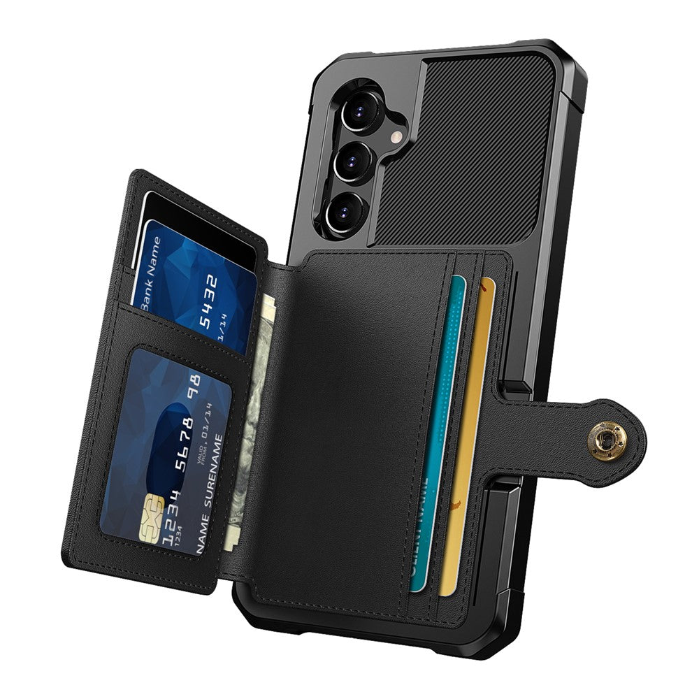 ZM03 För Samsung Galaxy A54 5G Skal med Magnetisk Metallplåt PU-läderbelagd TPU Korthållare mobilskal