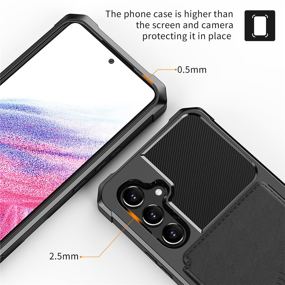 ZM03 För Samsung Galaxy A54 5G Skal med Magnetisk Metallplåt PU-läderbelagd TPU Korthållare mobilskal
