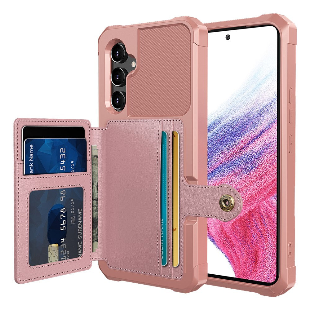 ZM03 För Samsung Galaxy A54 5G Skal med Magnetisk Metallplåt PU-läderbelagd TPU Korthållare mobilskal