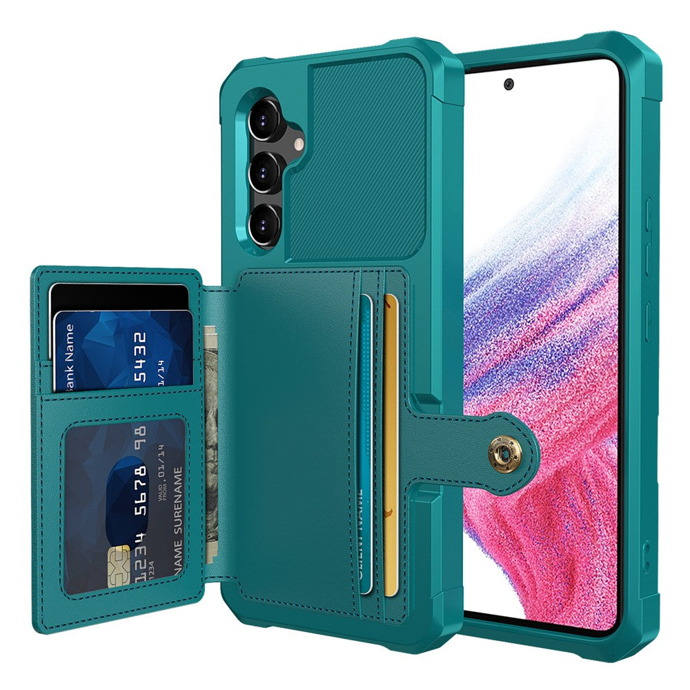 ZM03 För Samsung Galaxy A54 5G Skal med Magnetisk Metallplåt PU-läderbelagd TPU Korthållare mobilskal