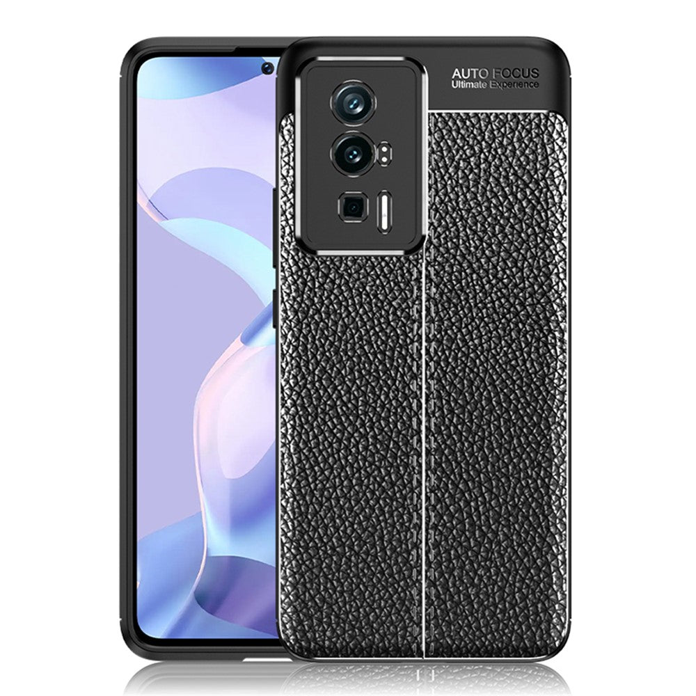 Xiaomi Poco F5 Pro 5G / Redmi K60 Pro 5G / K60 5G Litchitextur Fallskydd TPU-fodral mobilskal Reptåligt mobilskal