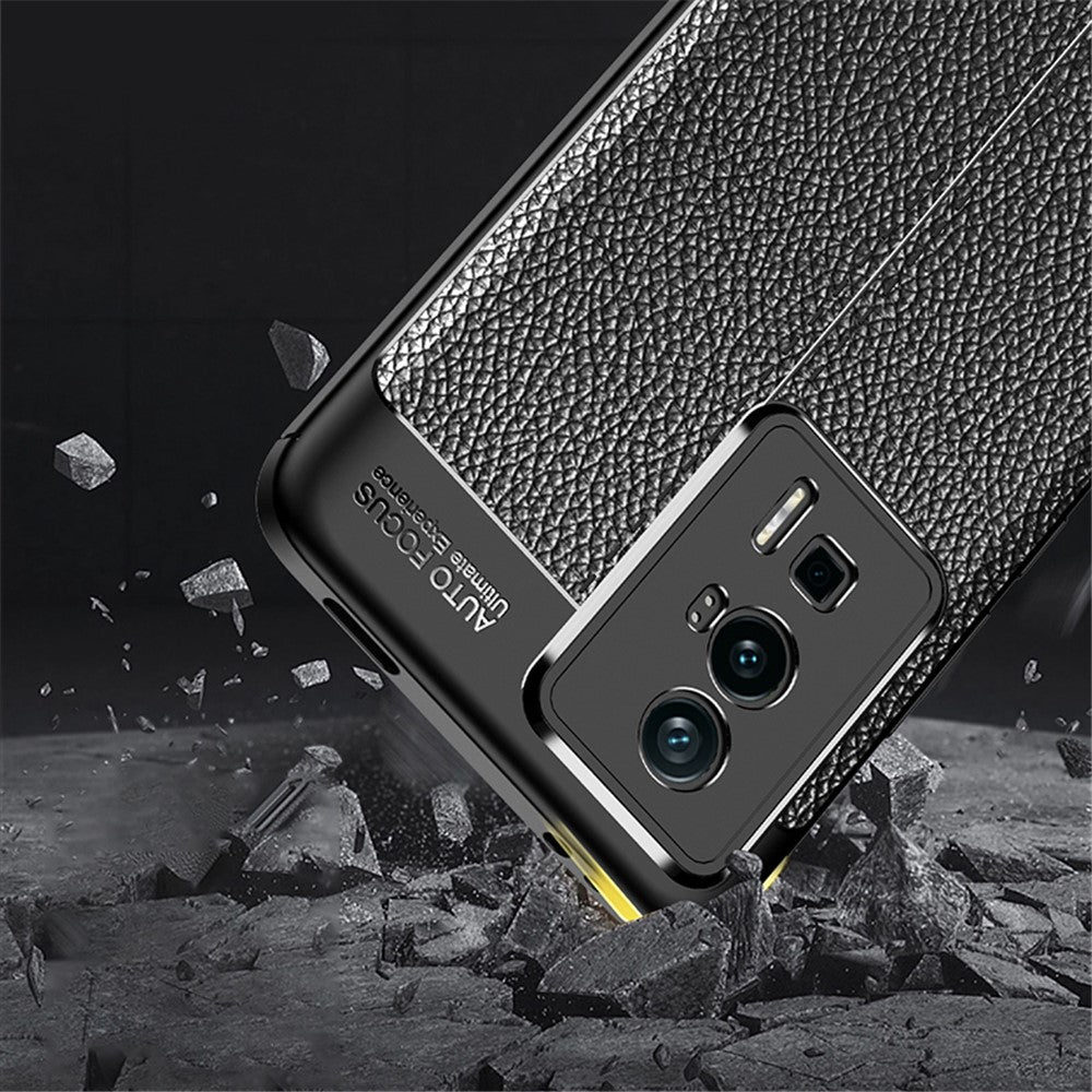 Xiaomi Poco F5 Pro 5G / Redmi K60 Pro 5G / K60 5G Litchitextur Fallskydd TPU-fodral mobilskal Reptåligt mobilskal