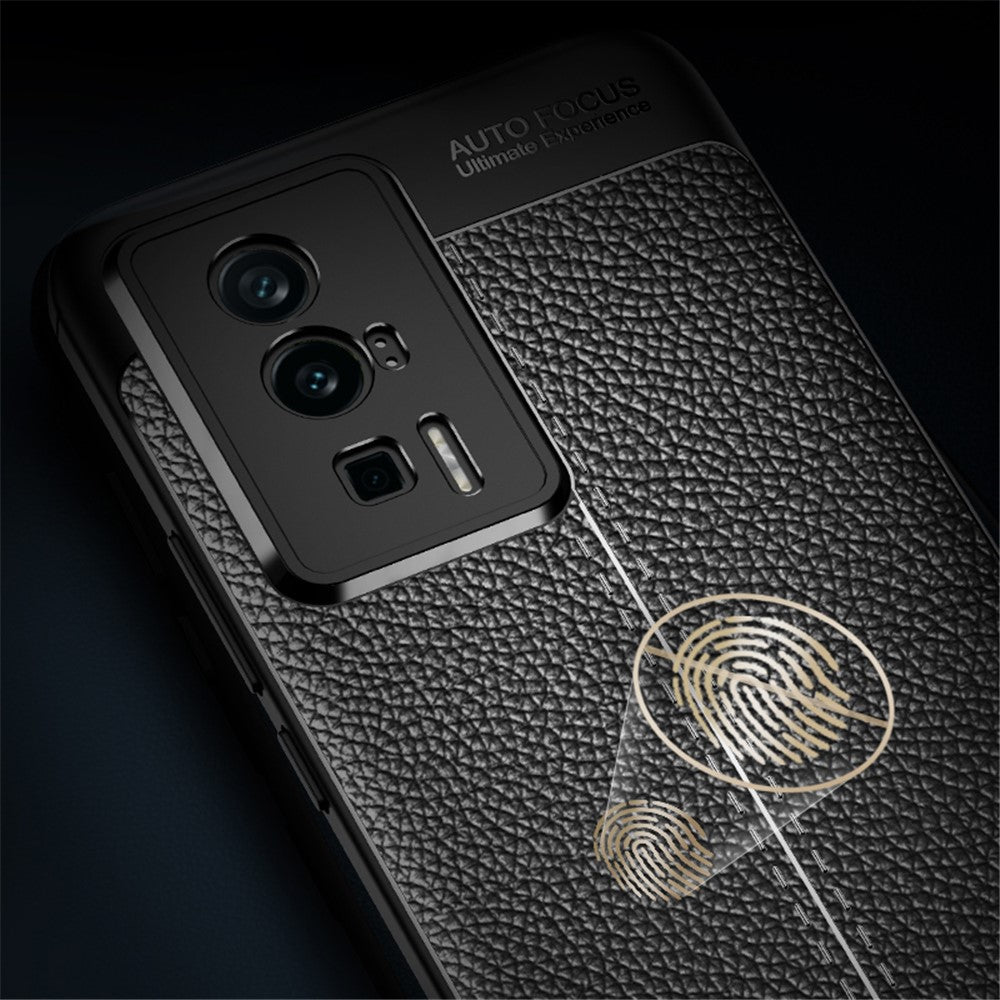 Xiaomi Poco F5 Pro 5G / Redmi K60 Pro 5G / K60 5G Litchitextur Fallskydd TPU-fodral mobilskal Reptåligt mobilskal