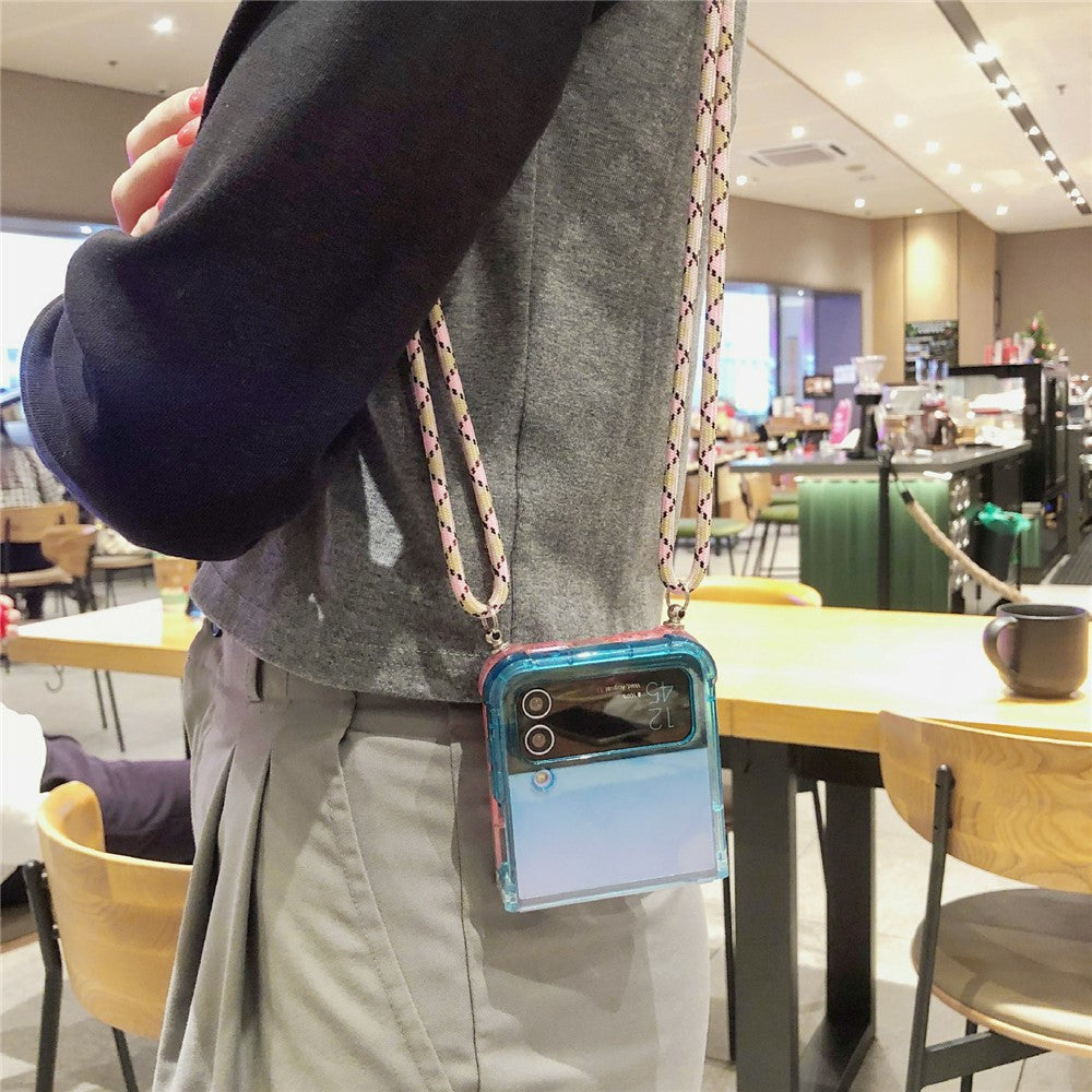 Til Samsung Galaxy Z Flip3 5G Cover Gradient Color TPU Telefoncover med Lanyard
