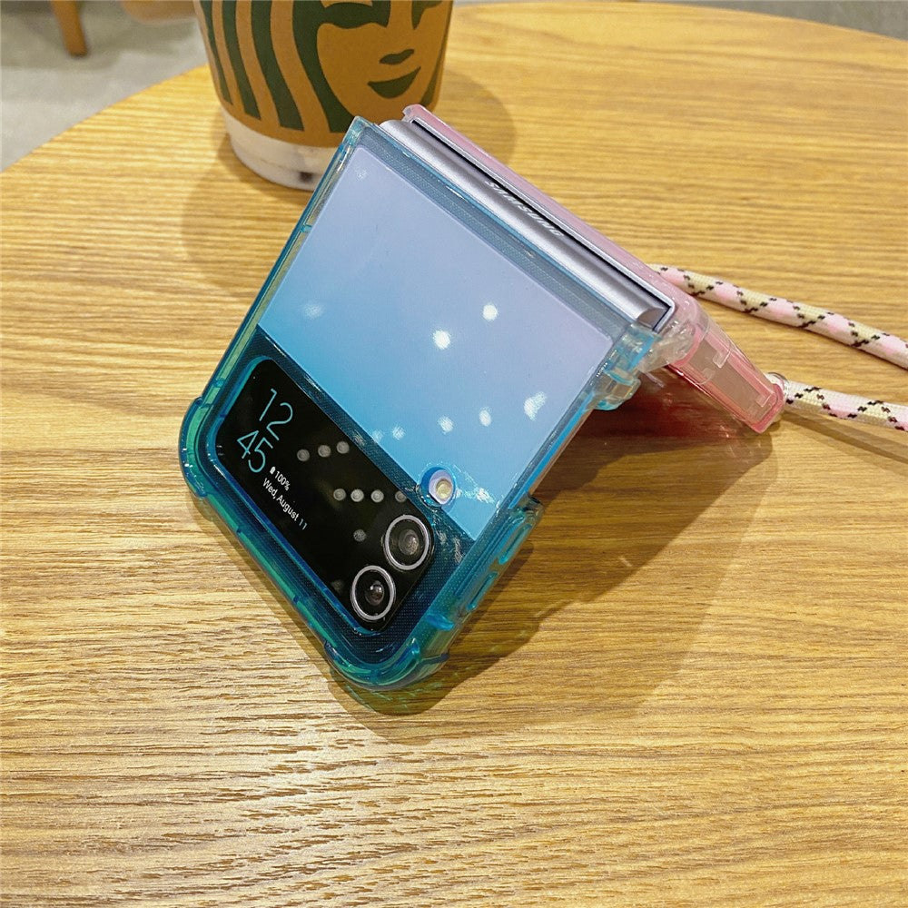 Til Samsung Galaxy Z Flip3 5G Cover Gradient Color TPU Telefoncover med Lanyard
