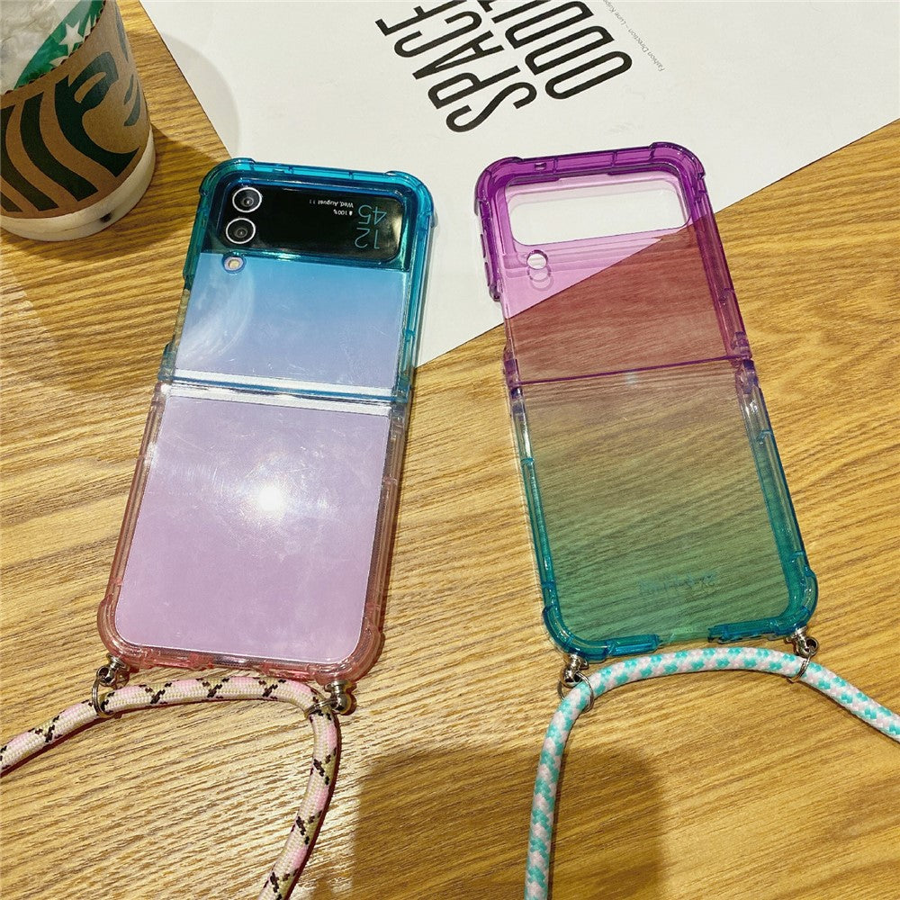Til Samsung Galaxy Z Flip3 5G Cover Gradient Color TPU Telefoncover med Lanyard