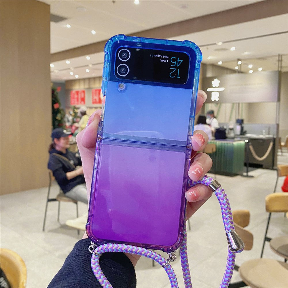 Til Samsung Galaxy Z Flip3 5G Cover Gradient Color TPU Telefoncover med Lanyard