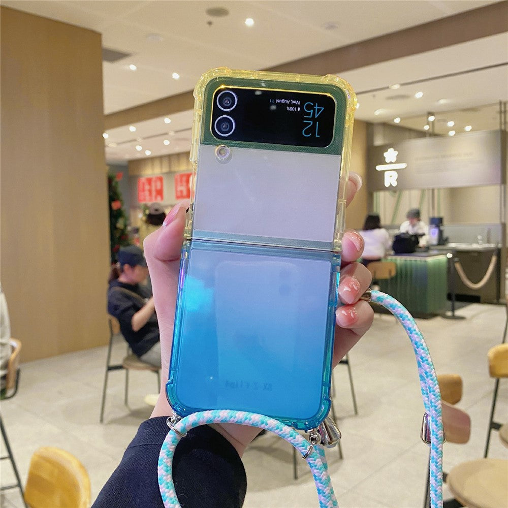 Til Samsung Galaxy Z Flip3 5G Cover Gradient Color TPU Telefoncover med Lanyard