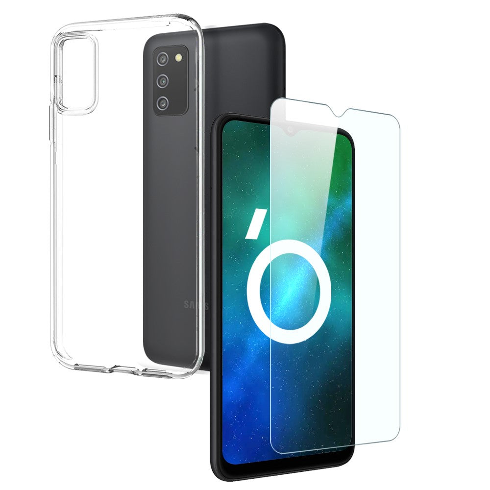 NORTHJO For Samsung Galaxy A03s (166.5mm) 2-in-1 Design Phone Case Shockproof Soft Clear TPU Cover+ Tempered Glass Screen Protector
