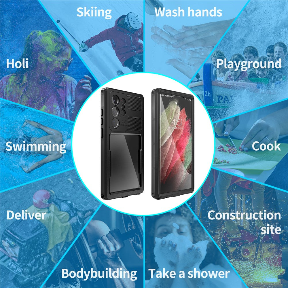REDPEPPER DOT IP68-vandtæt mobilcover til Samsung Galaxy S23 Ultra, ridsefast, transparent mobilcover med bagside [understøtter fingeraftryksoplåsning]