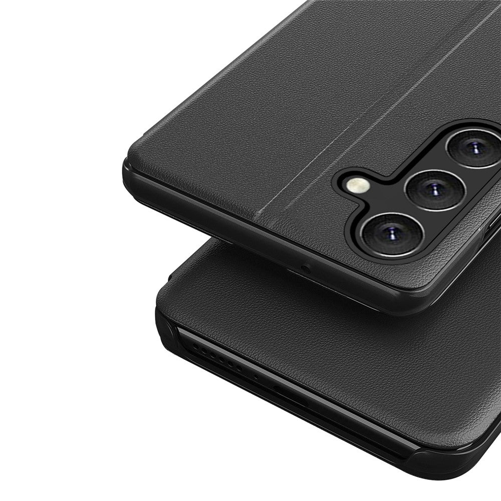 Til Samsung Galaxy A54 5G Telefoncover Klart View Window Anti-ridse Flip Læder Telefoncover med Stand