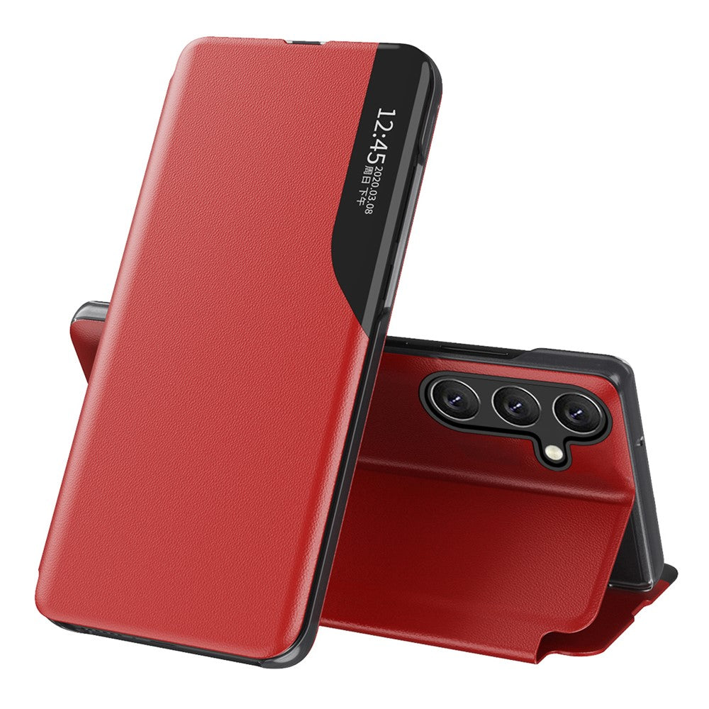Til Samsung Galaxy A54 5G Telefoncover Klart View Window Anti-ridse Flip Læder Telefoncover med Stand