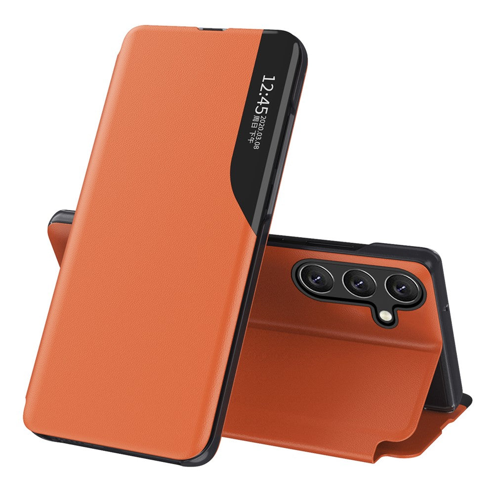 Til Samsung Galaxy A54 5G Telefoncover Klart View Window Anti-ridse Flip Læder Telefoncover med Stand