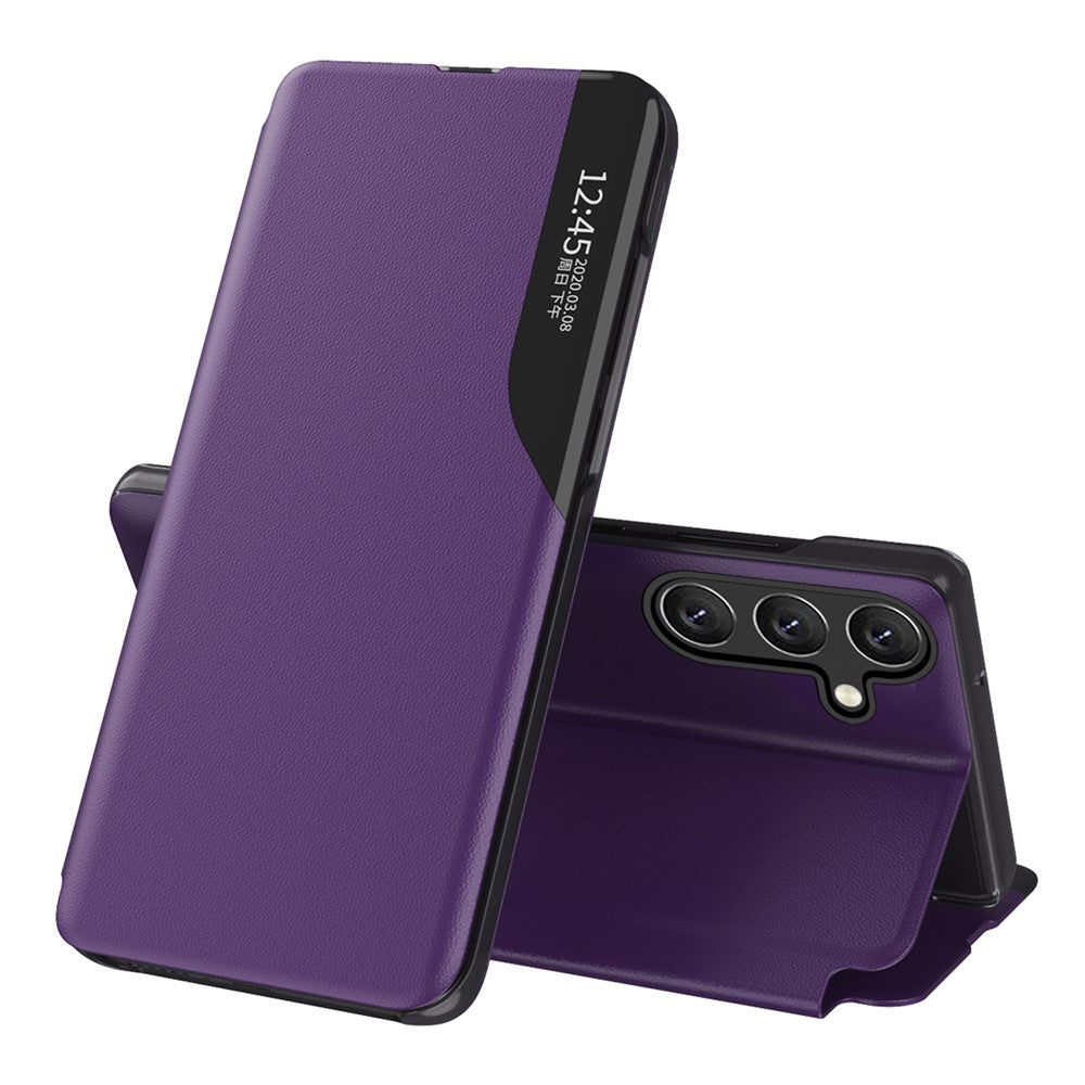 Til Samsung Galaxy A54 5G Telefoncover Klart View Window Anti-ridse Flip Læder Telefoncover med Stand