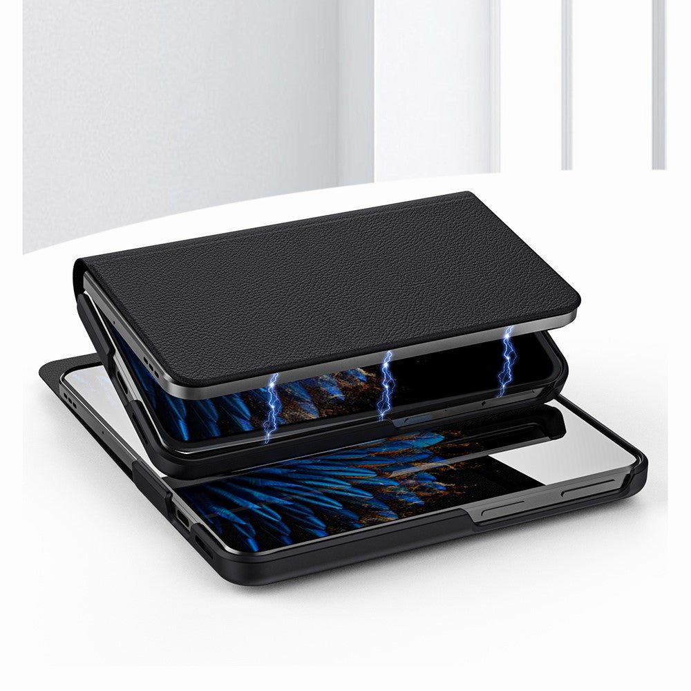 For Oppo Find N2 5G Magnetic PU Leather +  PC Phone Case Kickstand Anti-scratch Folding Phone Cover