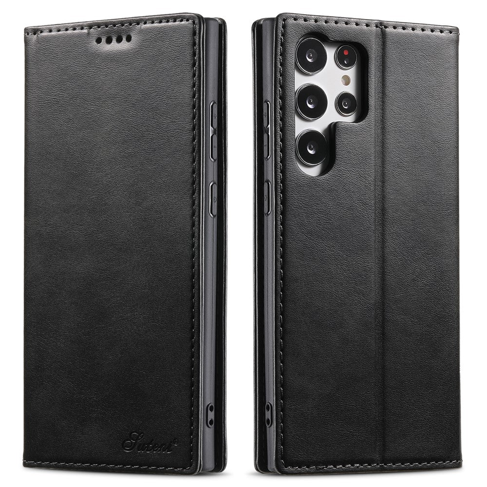 SUTENI For Samsung Galaxy S23 Ultra Wallet Design Well-protected Automatic Closing Flip PU Leather+TPU Cover Case with Stand