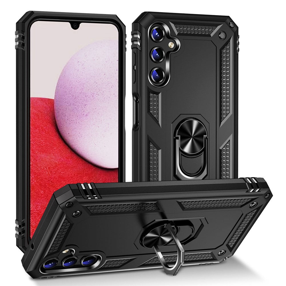 Samsung Galaxy A14 5G / 4G militærklassificeret stødsikkert mobilcover med ringstøttedesign, PC + TPU-faldsikkert etui