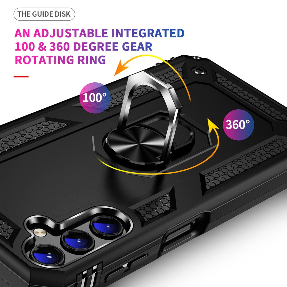 Samsung Galaxy A14 5G / 4G militærklassificeret stødsikkert mobilcover med ringstøttedesign, PC + TPU-faldsikkert etui