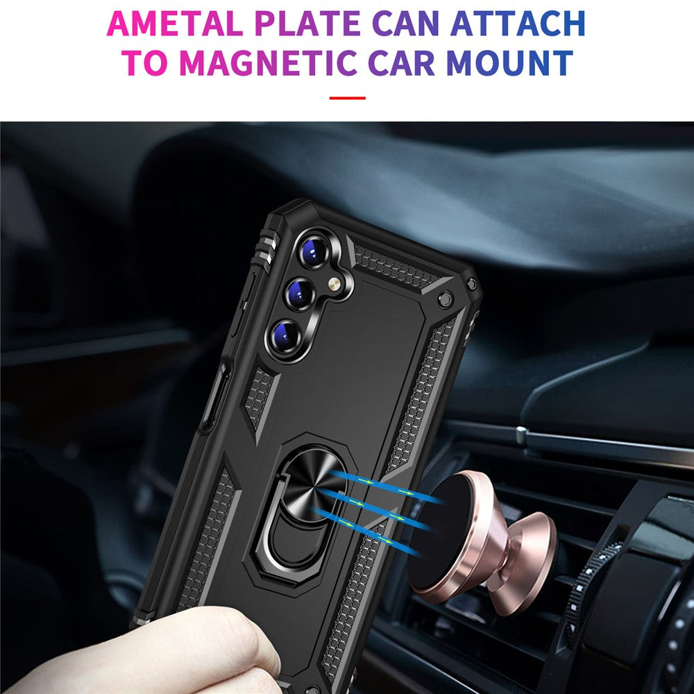Samsung Galaxy A14 5G / 4G militærklassificeret stødsikkert mobilcover med ringstøttedesign, PC + TPU-faldsikkert etui