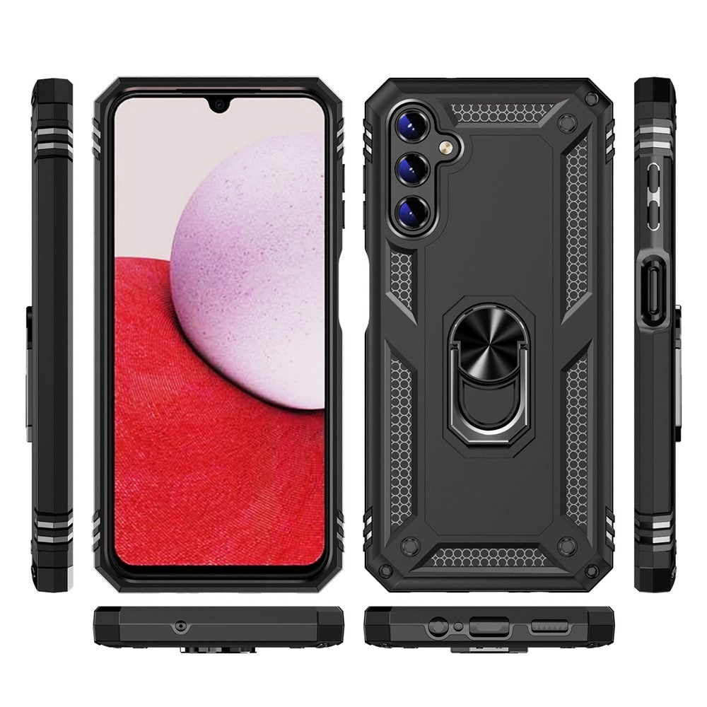 Samsung Galaxy A14 5G / 4G militærklassificeret stødsikkert mobilcover med ringstøttedesign, PC + TPU-faldsikkert etui