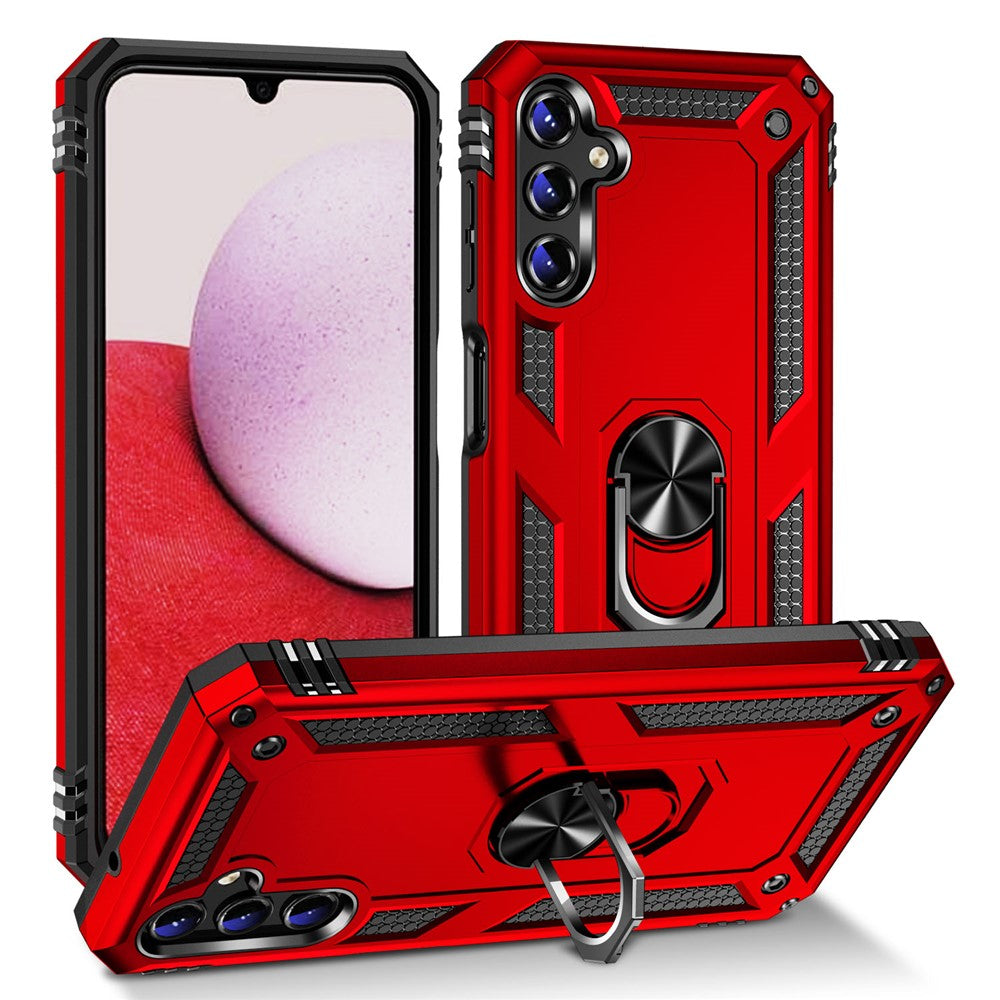 Samsung Galaxy A14 5G / 4G militærklassificeret stødsikkert mobilcover med ringstøttedesign, PC + TPU-faldsikkert etui