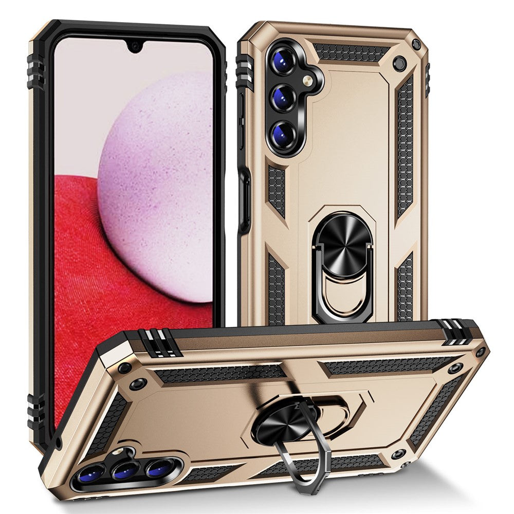 Samsung Galaxy A14 5G / 4G militærklassificeret stødsikkert mobilcover med ringstøttedesign, PC + TPU-faldsikkert etui