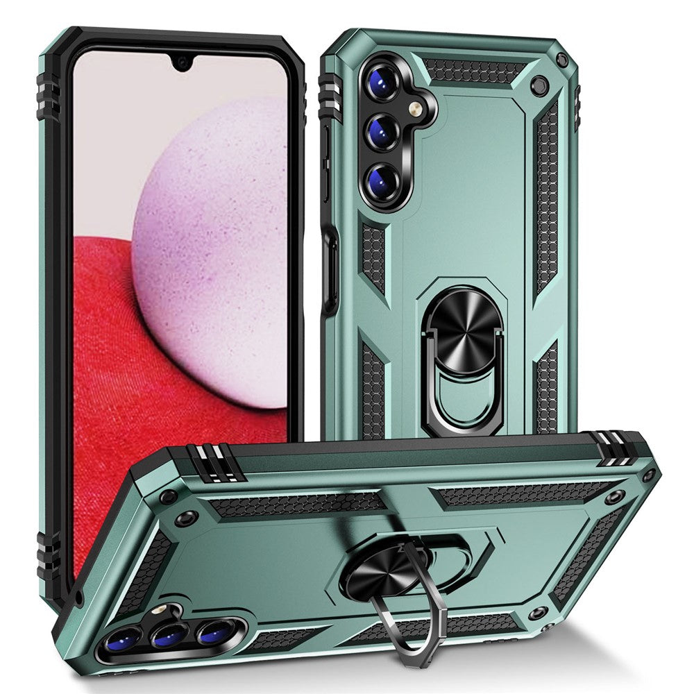 Samsung Galaxy A14 5G / 4G militærklassificeret stødsikkert mobilcover med ringstøttedesign, PC + TPU-faldsikkert etui