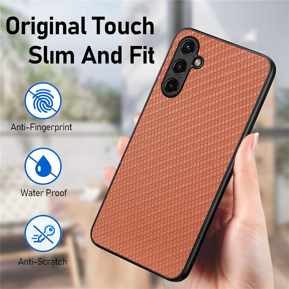 For Samsung Galaxy A54 5G Carbon Fiber Texture PU Leather Coated TPU Protective Case Anti-scratch Cell Phone Cover
