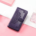 For Samsung Galaxy A54 5G Embossed Mandala Pattern PU Leather Stand Case Magnetic Clasp Wallet Cover with Strap