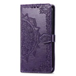For Samsung Galaxy A54 5G Embossed Mandala Pattern PU Leather Stand Case Magnetic Clasp Wallet Cover with Strap