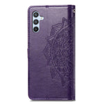 For Samsung Galaxy A54 5G Embossed Mandala Pattern PU Leather Stand Case Magnetic Clasp Wallet Cover with Strap