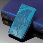 For Samsung Galaxy A51 4G SM-A515 Imprinted Butterfly Pattern Anti-scratch Phone Case PU Leather Stand Wallet Cover with Strap