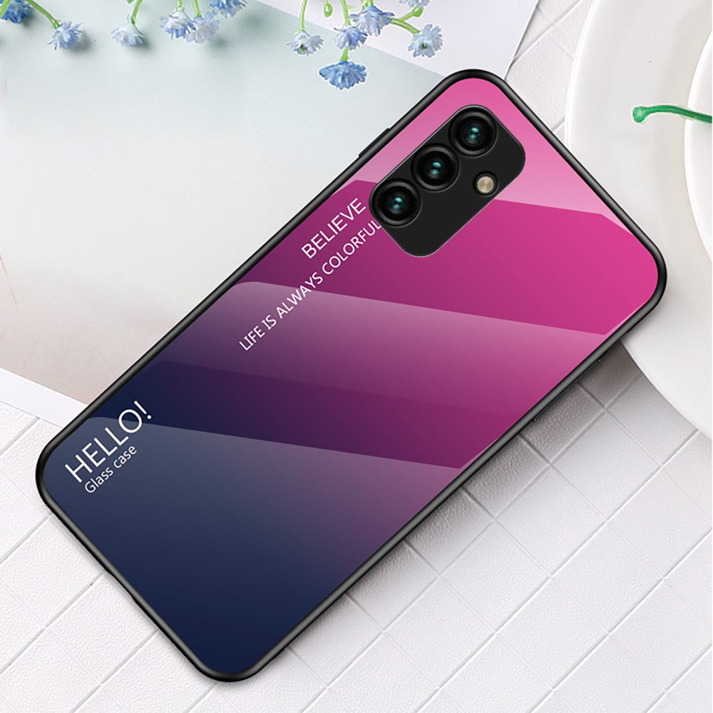 For Samsung Galaxy A34 5G Gradient Color Drop-proof Phone Case Tempered Glass + PC + TPU Protective Case