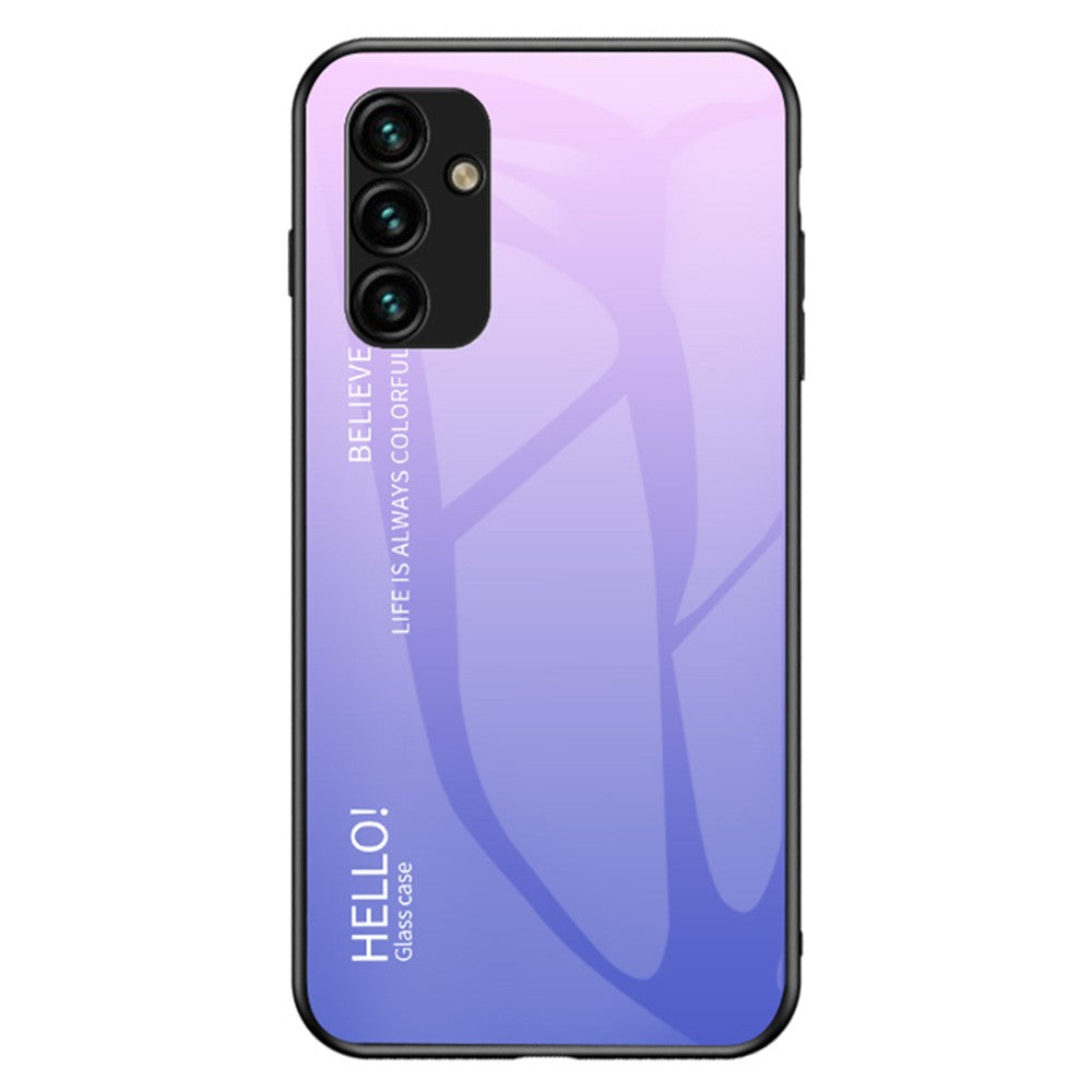 For Samsung Galaxy A34 5G Gradient Color Drop-proof Phone Case Tempered Glass + PC + TPU Protective Case