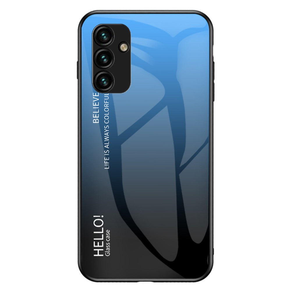 For Samsung Galaxy A34 5G Gradient Color Drop-proof Phone Case Tempered Glass + PC + TPU Protective Case