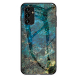 Til Samsung Galaxy A34 5G Marmormønster Printet Hærdet Glas + PC + TPU Telefoncover Anti-fald Bagside
