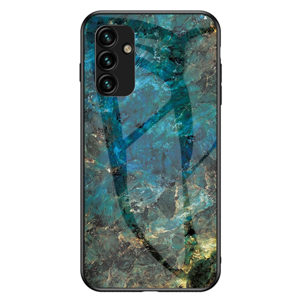 Til Samsung Galaxy A34 5G Marmormønster Printet Hærdet Glas + PC + TPU Telefoncover Anti-fald Bagside