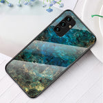 Til Samsung Galaxy A34 5G Marmormønster Printet Hærdet Glas + PC + TPU Telefoncover Anti-fald Bagside