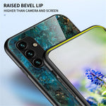 Til Samsung Galaxy A34 5G Marmormønster Printet Hærdet Glas + PC + TPU Telefoncover Anti-fald Bagside