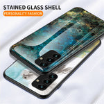 Til Samsung Galaxy A34 5G Marmormønster Printet Hærdet Glas + PC + TPU Telefoncover Anti-fald Bagside